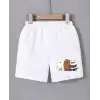 Kadın Beli Lastikli Baskılı Mini Şort - Beyaz