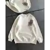 Kadın Bisiklet Yaka Baskılı SweatShirt - Beyaz