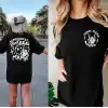 Kadın Bisiklet Yaka Baskılı T-shirt - Siyah