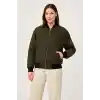 Kadın Bomber Mont Ceket – Fermuarlı, Kapitone İçi Astarlı, Su İtici Kumaş, Regular Fit, Yandan Cepli, Günlük Bahar & Kış Şık Rahat Stil - Haki