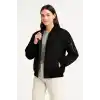 Kadın Bomber Mont Ceket – Fermuarlı, Kapitone İçi Astarlı, Su İtici Kumaş, Regular Fit, Yandan Cepli, Günlük Bahar & Kış Şık Rahat Stil - Siyah