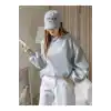 Kadın Düz Bisiklet Yaka Sweat - Gri