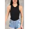 Kadın Kolsuz Badi bluz - Siyah