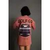 Kadın Oversize Baskılı Tişört – Golf GTI Retro Araba Desenli, Ön & Arka Dijital Baskı, Sokak Modası Stil- Gül Kurusu