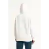 Kadın Samuray Ninja Çift Kapüşonlu Maske Detaylı Fermuarlı Kanguru Cepli Hoodie - Beyaz
