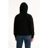 Kadın Samuray Ninja Çift Kapüşonlu Maske Detaylı Fermuarlı Kanguru Cepli Hoodie - Siyah