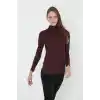 Kadın Tam Boğazlı Fitilli Likrali Koşkorse Badi - Bordo