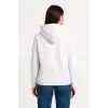 Kadın Üç İplik Kapüşonlu Kanguru Çepli SweatShirt hoodie - Beyaz