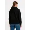Kadın Üç İplik Kapüşonlu Kanguru Cepli Sweatshirt hoodie - Siyah