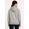 Kadın Üç İplik Kapüşonlu Tam Fermuarlı Kanguru Çepli SweatShirt Hoodie - Gri