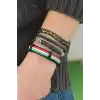 Karışık Renkli Çoklu Deri Erkek Bileklik Kombin