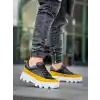KB-056 Kuback Siyah Sarı Detaylı Beyaz Yüksek Taban Günlük Spor Ayakkabı