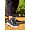 KB-110  Kuback BACK Siyah Triko Yüksek Taban Bağcıklı Günlük Erkek Ayakkabı