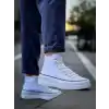 KB-CX-3 Kuback Uzun Beyaz Keten Beyaz Yüksek Taban Spor Ayakkabı