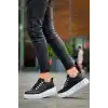 KB-X10 Kuback Siyah Cilt  Beyaz Yüksek Taban Günlük Spor Ayakkabı