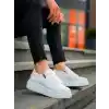 KB-X155 Kuback Beyaz Cilt Detaylı Beyaz Yüksek Taban Günlük Spor Ayakkabı