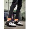 KB-X155 Kuback Beyaz Cilt Siyah Cilt Detaylı Siyah Yüksek Taban Günlük Spor Ayakkabı