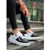 KB-X155 Kuback Siyah Cilt Beyaz Cilt Detaylı Beyaz Yüksek Taban Günlük Spor Ayakkabı