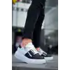 KB-X155 Kuback Siyah Cilt Beyaz Cilt Detaylı Beyaz Yüksek Taban Günlük Spor Ayakkabı