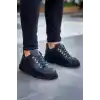 KB-X4  Kuback Siyah Cilt Siyah Yüksek Taban Bağcıklı Günlük Erkek Ayakkabı