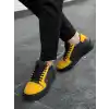 KB-X46 Kuback Siyah Sarı Yüksek Siyah Taban Günlük Spor Ayakkabı
