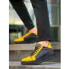 KB-X46 Kuback Siyah Sarı Yüksek Siyah Taban Günlük Spor Ayakkabı
