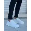 KB-X502  Kuback Beyaz Cilt Yüksek Beyaz Taban Bağcık Detaylı Lastikli Günlük Erkek Ayakkabı