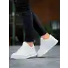 KB-X8 Kuback Beyaz Cilt Beyaz Yüksek Taban Günlük Spor Ayakkabı