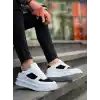 KB-X8 Kuback Beyaz Siyah Cilt Yüksek Taban Günlük Spor Ayakkabı