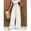 Keten bağcıklı beyaz pantolon