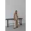 Keten yelek pantolon takım bej pt