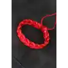 Kırmızı Örgü Deri Erkek Bileklik