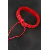 Kırmızı Renk Ayarlamalı İpli Deri Erkek Bileklik