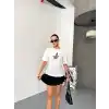 Kısa Kol Baskılı T-shirt - Beyaz