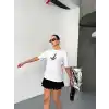 Kısa Kol Baskılı T-shirt - Beyaz