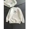 Kışlık Bisiklet Yaka Ön Ve Arka Baskılı SweatShirt - Beyaz