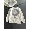 Kışlık Bisiklet Yaka Ön Ve Arka Baskılı SweatShirt - Beyaz