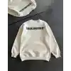 Kışlık Bisiklet Yaka Oversize Baskılı SweatShirt - Beyaz