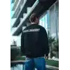 Kışlık Bisiklet Yaka Oversize Baskılı SweatShirt - Siyah