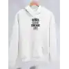 Kışlık Üç İplik Kapüşonlu SweatShirt - Beyaz