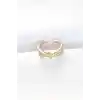 Kıvrım Model Gold Renk Zirkon Taşlı Ayarlanabilir Yüzük