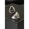 Kuru Kafa Tasarımlı Eskitme Gümüş Renkli Ayarlamalı Model Erkek Yüzük