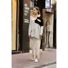 Kuş gözü triko takım Beyaz
