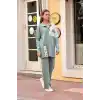 Kuş gözü triko takım Mint