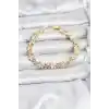 Lotus Model Pirinç Gold ve Pembe Renk Kadın Bileklik