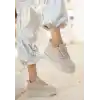 Lulu Bej Cilt Bağcıklı Spor Ayakkabı