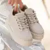 Lulu Bej Cilt Bağcıklı Spor Ayakkabı