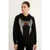 Metallica İki İplik Kapüşonlu Ön ve Arka Baskılı hoodie - Siyah