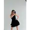 Mini Askılı Elbise - Siyah