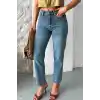 Mom fit kar yıkama bıyık detaylı jeans pantolon d2006